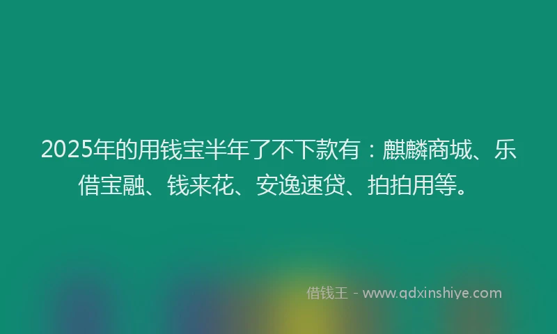 2025年的用钱宝半年了不下款有：麒麟商城、乐借宝融、钱来花、安逸速贷、拍拍用等。