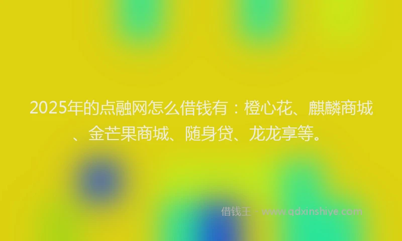 2025年的点融网怎么借钱有：橙心花、麒麟商城、金芒果商城、随身贷、龙龙享等。