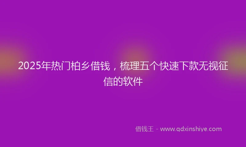 2025年热门柏乡借钱，梳理五个快速下款无视征信的软件