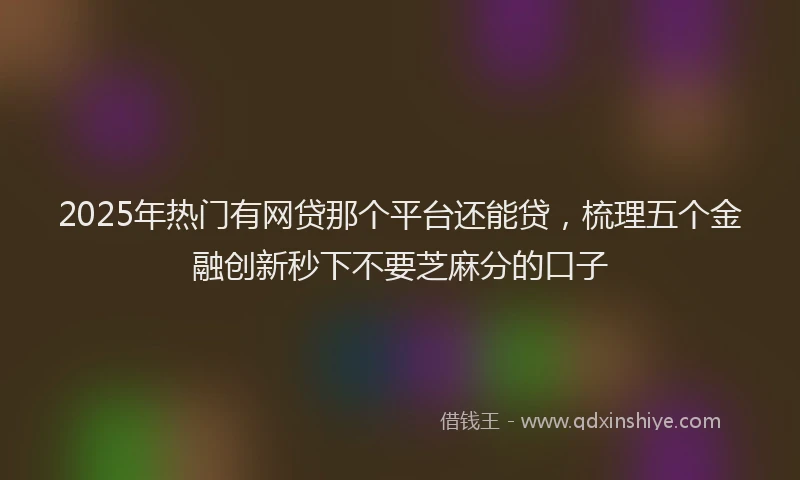 2025年热门有网贷那个平台还能贷，梳理五个金融创新秒下不要芝麻分的口子