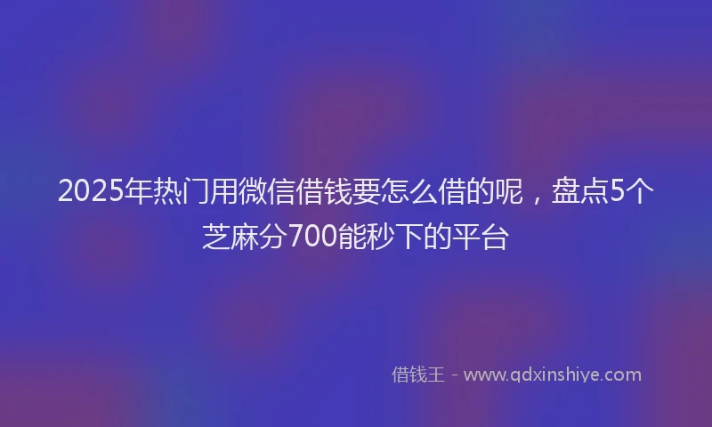 2025年热门用微信借钱要怎么借的呢，盘点5个芝麻分700能秒下的平台