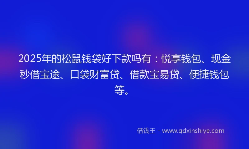 2025年的松鼠钱袋好下款吗有：悦享钱包、现金秒借宝途、口袋财富贷、借款宝易贷、便捷钱包等。