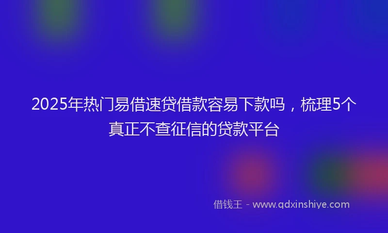 2025年热门易借速贷借款容易下款吗，梳理5个真正不查征信的贷款平台