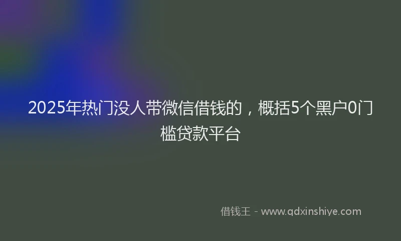 2025年热门没人带微信借钱的，概括5个黑户0门槛贷款平台