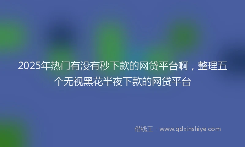 2025年热门有没有秒下款的网贷平台啊，整理五个无视黑花半夜下款的网贷平台