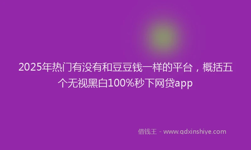 2025年热门有没有和豆豆钱一样的平台，概括五个无视黑白100%秒下网贷app