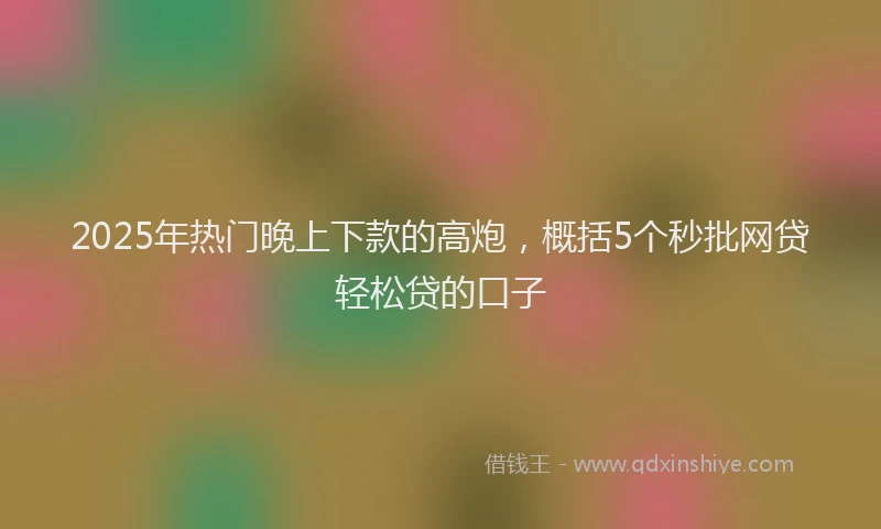 2025年热门晚上下款的高炮，概括5个秒批网贷轻松贷的口子