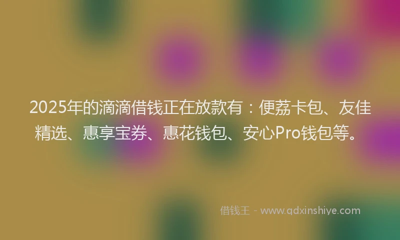 2025年的滴滴借钱正在放款有：便荔卡包、友佳精选、惠享宝券、惠花钱包、安心Pro钱包等。
