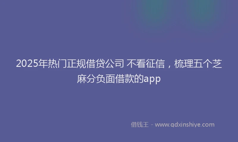 2025年热门正规借贷公司 不看征信，梳理五个芝麻分负面借款的app