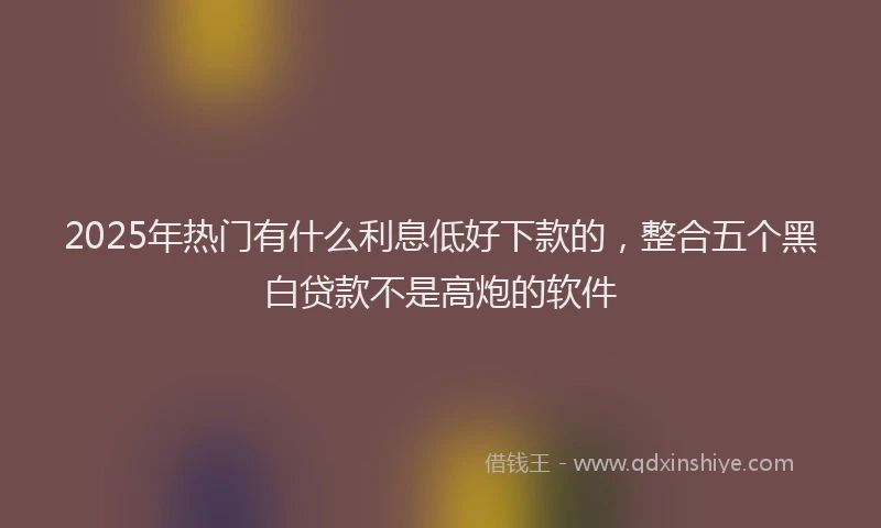 2025年热门有什么利息低好下款的，整合五个黑白贷款不是高炮的软件