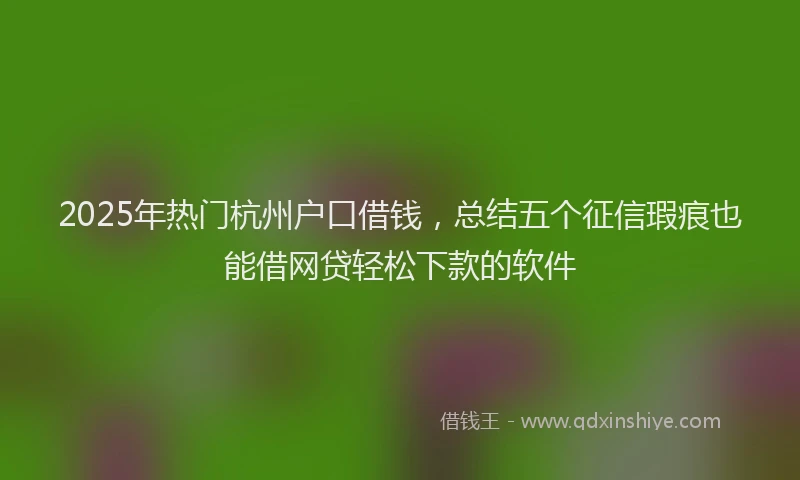 2025年热门杭州户口借钱，总结五个征信瑕疵也能借网贷轻松下款的软件
