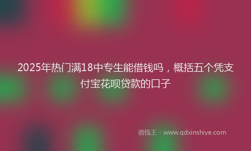 2025年热门满18中专生能借钱吗，概括五个凭支付宝花呗贷款的口子