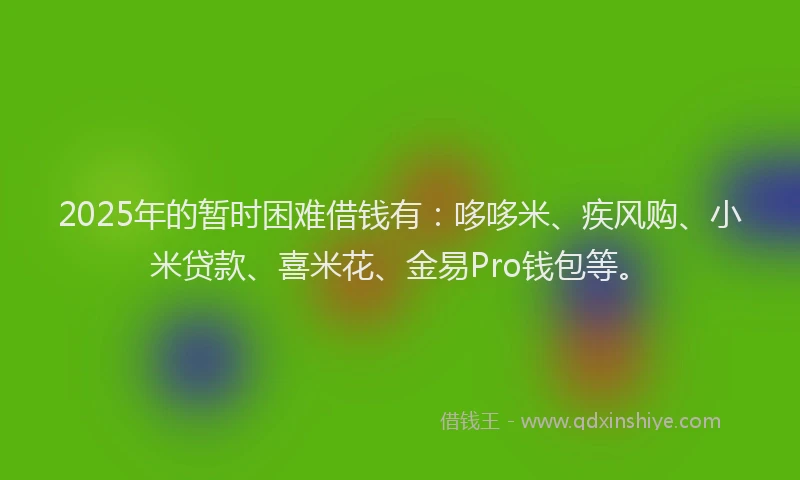 2025年的暂时困难借钱有：哆哆米、疾风购、小米贷款、喜米花、金易Pro钱包等。
