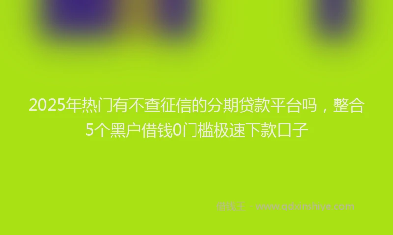2025年热门有不查征信的分期贷款平台吗，整合5个黑户借钱0门槛极速下款口子
