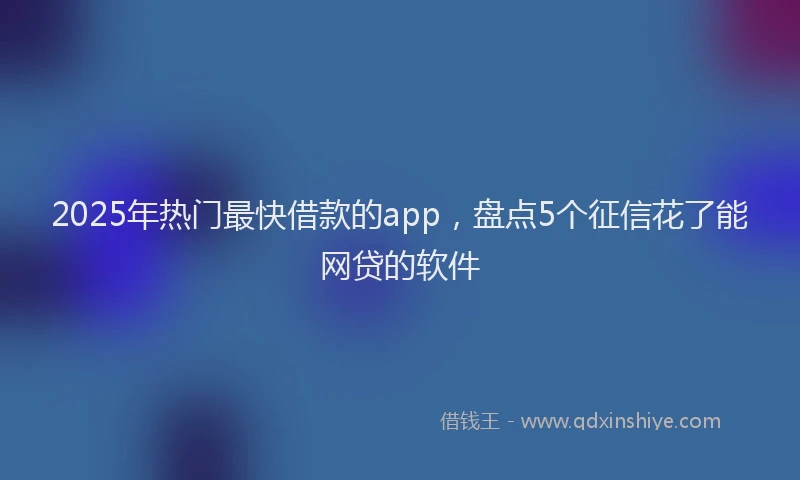 2025年热门最快借款的app，盘点5个征信花了能网贷的软件