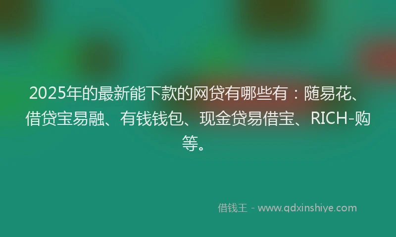 2025年的最新能下款的网贷有哪些有：随易花、借贷宝易融、有钱钱包、现金贷易借宝、RICH-购等。