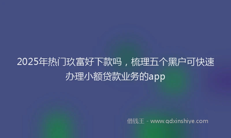 2025年热门玖富好下款吗，梳理五个黑户可快速办理小额贷款业务的app