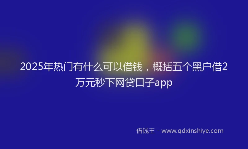 2025年热门有什么可以借钱，概括五个黑户借2万元秒下网贷口子app