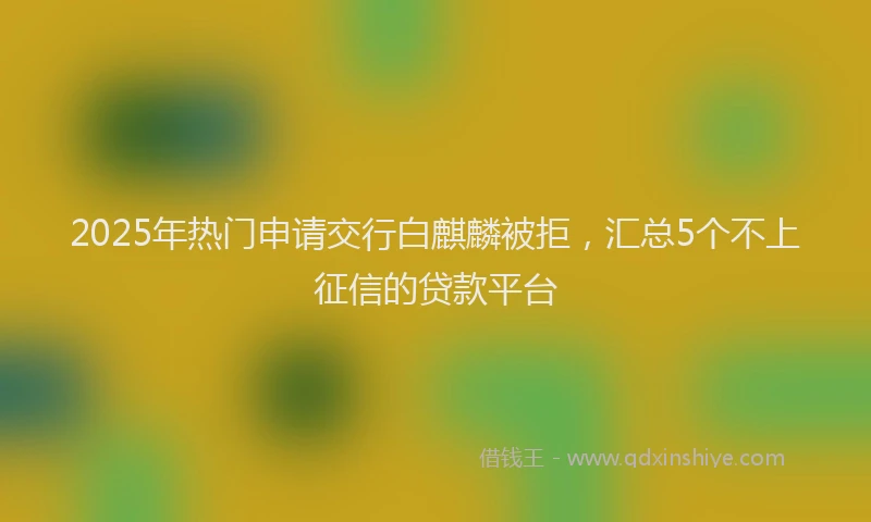 2025年热门申请交行白麒麟被拒，汇总5个不上征信的贷款平台