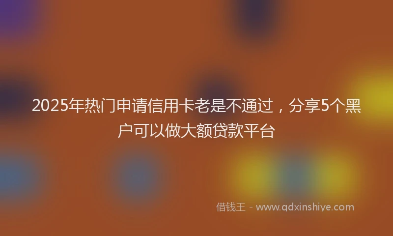 2025年热门申请信用卡老是不通过，分享5个黑户可以做大额贷款平台