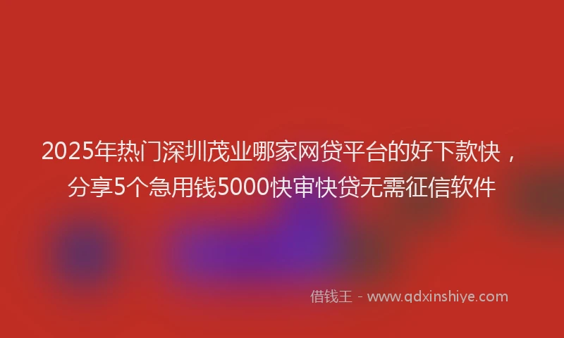 2025年热门深圳茂业哪家网贷平台的好下款快，分享5个急用钱5000快审快贷无需征信软件