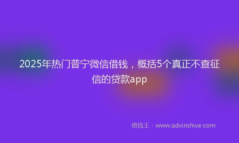 2025年热门普宁微信借钱，概括5个真正不查征信的贷款app