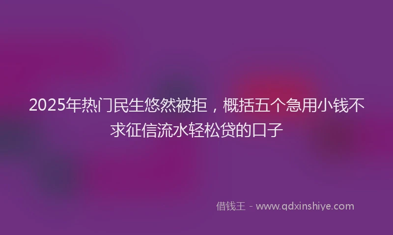 2025年热门民生悠然被拒，概括五个急用小钱不求征信流水轻松贷的口子