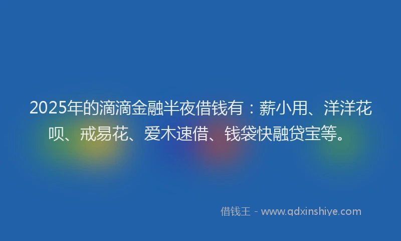 2025年的滴滴金融半夜借钱有：薪小用、洋洋花呗、戒易花、爱木速借、钱袋快融贷宝等。