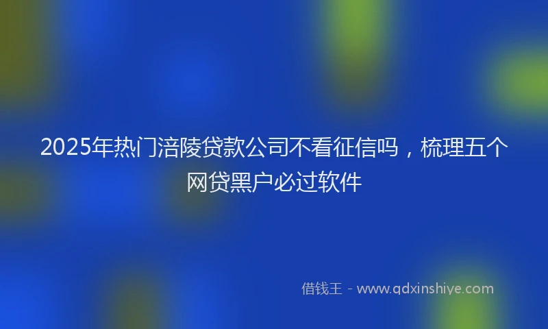 2025年热门涪陵贷款公司不看征信吗，梳理五个网贷黑户必过软件