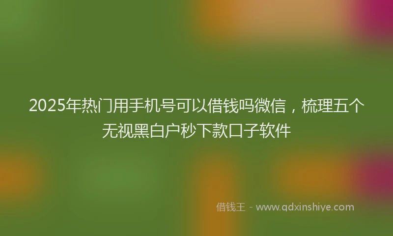 2025年热门用手机号可以借钱吗微信，梳理五个无视黑白户秒下款口子软件