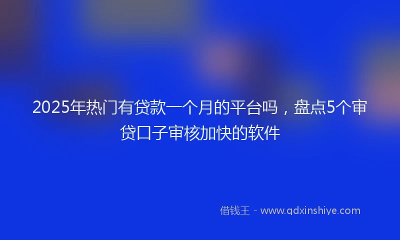 2025年热门有贷款一个月的平台吗，盘点5个审贷口子审核加快的软件