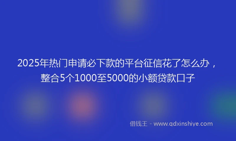 2025年热门申请必下款的平台征信花了怎么办，整合5个1000至5000的小额贷款口子