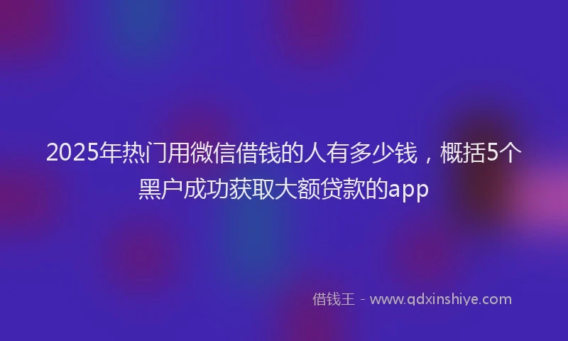 2025年热门用微信借钱的人有多少钱，概括5个黑户成功获取大额贷款的app
