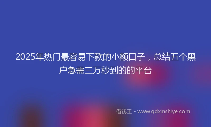 2025年热门最容易下款的小额口子，总结五个黑户急需三万秒到的的平台
