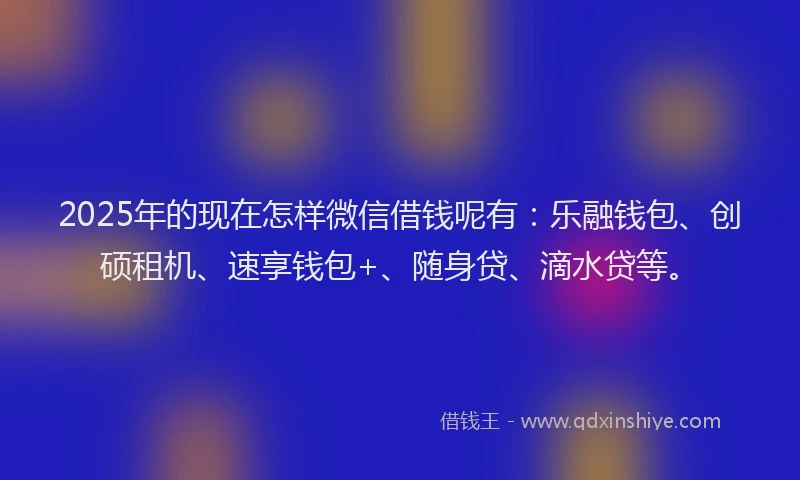 2025年的现在怎样微信借钱呢有：乐融钱包、创硕租机、速享钱包+、随身贷、滴水贷等。