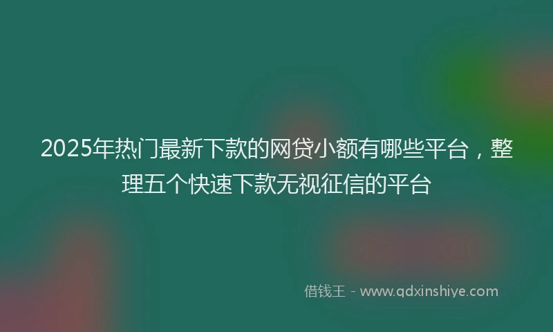 2025年热门最新下款的网贷小额有哪些平台，整理五个快速下款无视征信的平台