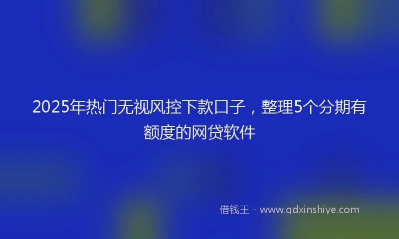 2025年热门无视风控下款口子，整理5个分期有额度的网贷软件