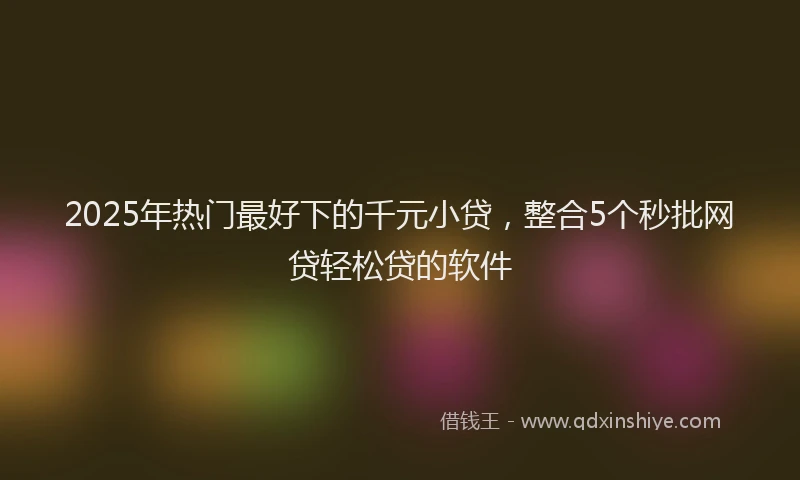 2025年热门最好下的千元小贷，整合5个秒批网贷轻松贷的软件