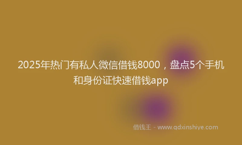 2025年热门有私人微信借钱8000，盘点5个手机和身份证快速借钱app