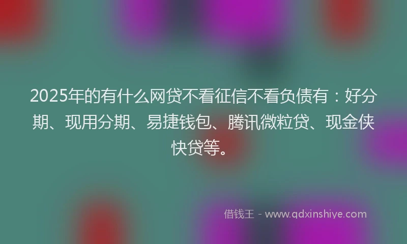 2025年的有什么网贷不看征信不看负债有：好分期、现用分期、易捷钱包、腾讯微粒贷、现金侠快贷等。