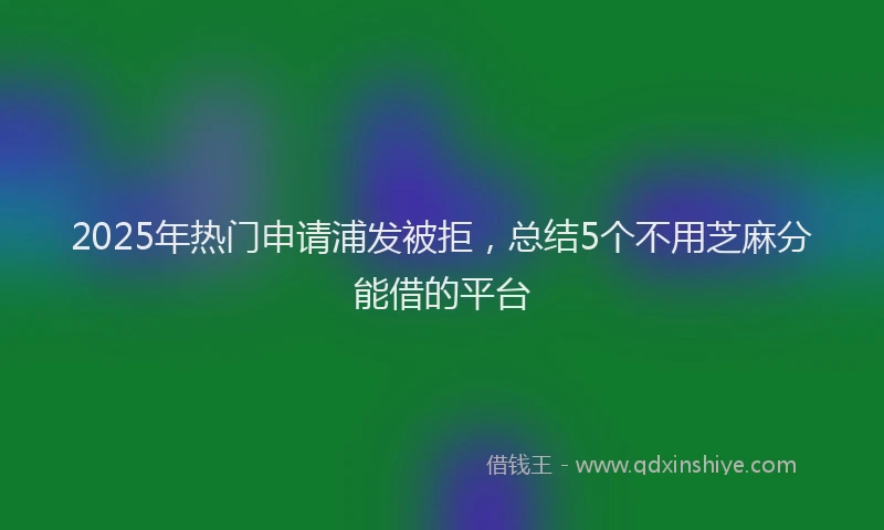 2025年热门申请浦发被拒，总结5个不用芝麻分能借的平台