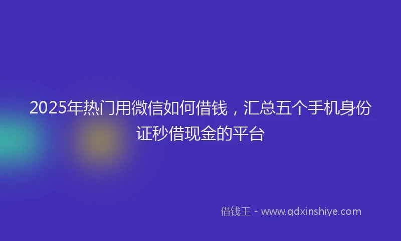 2025年热门用微信如何借钱，汇总五个手机身份证秒借现金的平台
