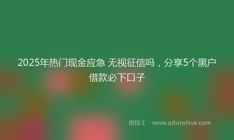 2025年热门现金应急 无视征信吗，分享5个黑户借款必下口子