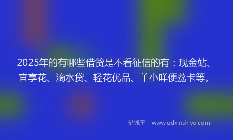 2025年的有哪些借贷是不看征信的有：现金站、宜享花、滴水贷、轻花优品、羊小咩便荔卡等。