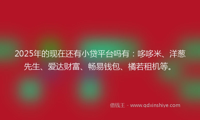 2025年的现在还有小贷平台吗有：哆哆米、洋葱先生、爱达财富、畅易钱包、橘若租机等。