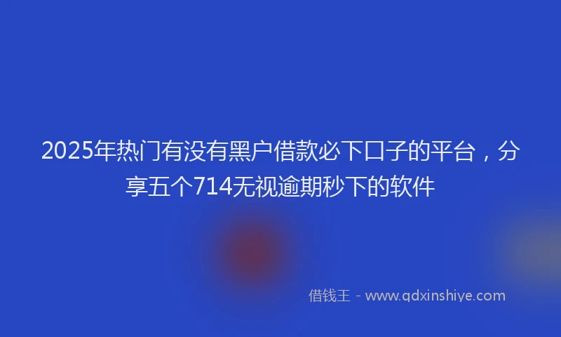 2025年热门有没有黑户借款必下口子的平台，分享五个714无视逾期秒下的软件