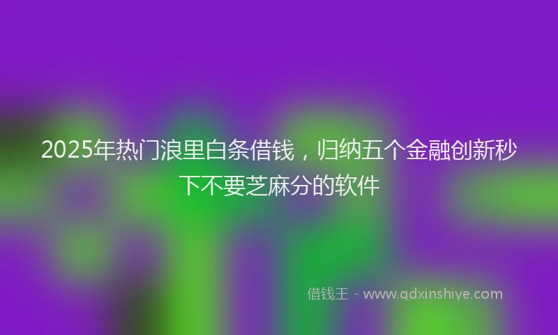 2025年热门浪里白条借钱，归纳五个金融创新秒下不要芝麻分的软件