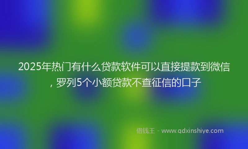 2025年热门有什么贷款软件可以直接提款到微信，罗列5个小额贷款不查征信的口子