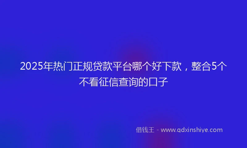 2025年热门正规贷款平台哪个好下款，整合5个不看征信查询的口子