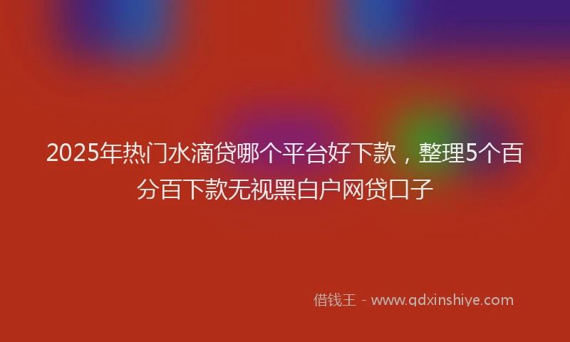 2025年热门水滴贷哪个平台好下款，整理5个百分百下款无视黑白户网贷口子